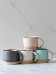 Emma Lacey Rainbow Aqua Slate White Pink Espresso Mug at Sally Bourne Interiors London Handmade Ceramics